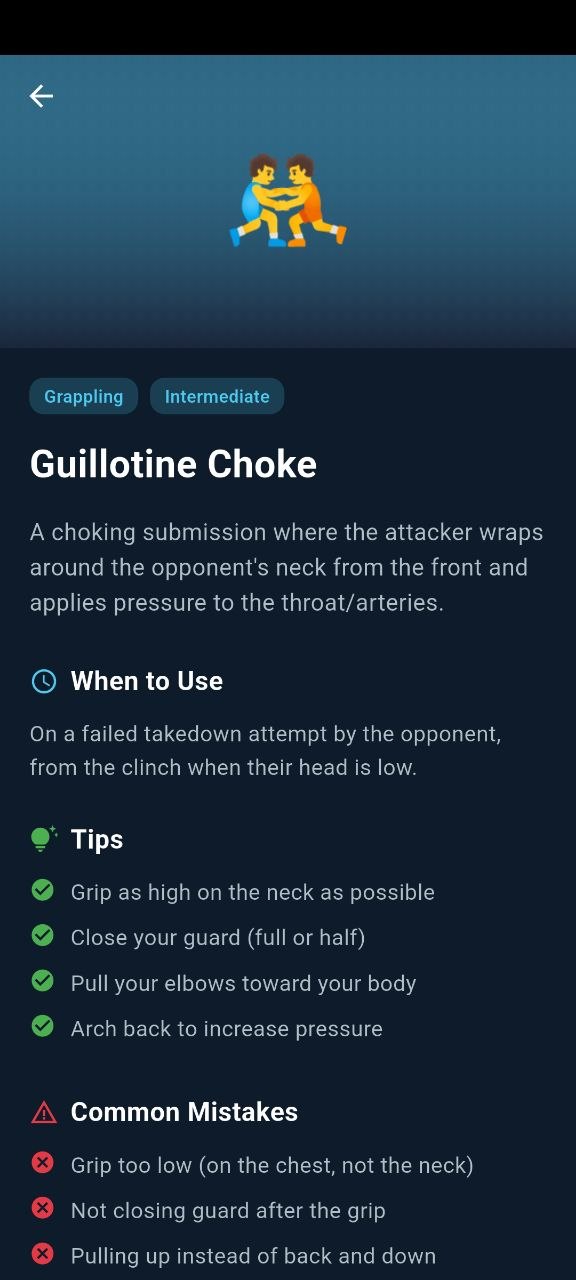 Technique detail screen