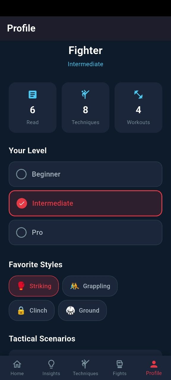 Fight analysis screen